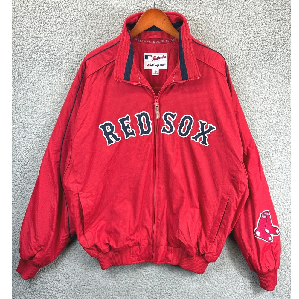 Majestic Boston Red Sox MLB Jacket Mens XL Red Windbreaker Baseball Full Zip